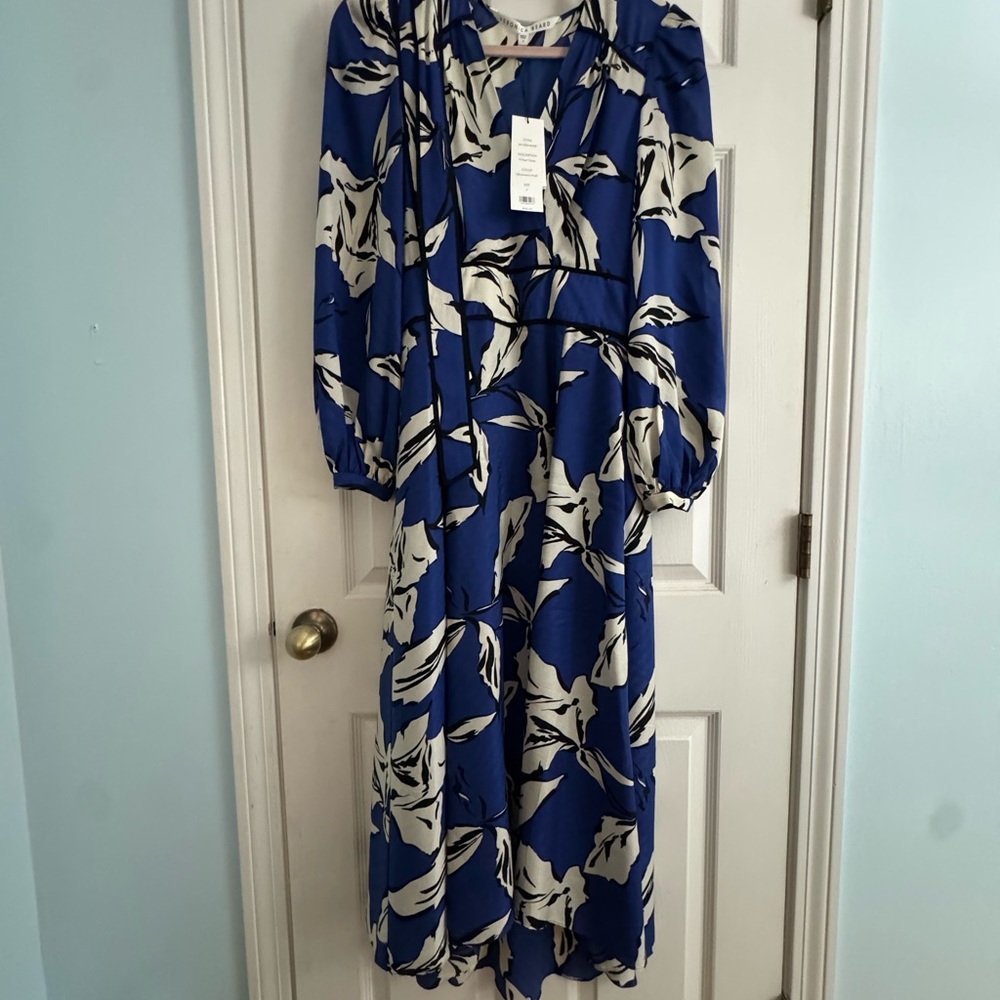 Veronica Beard Blue and White Long Sleeve Dress